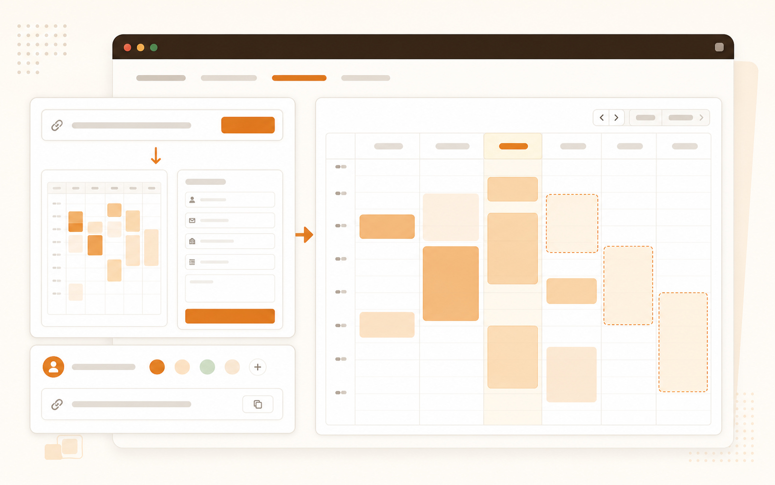 HubSpot Meetings URLを週カレンダー付き予約ページに変換する画面イメージ